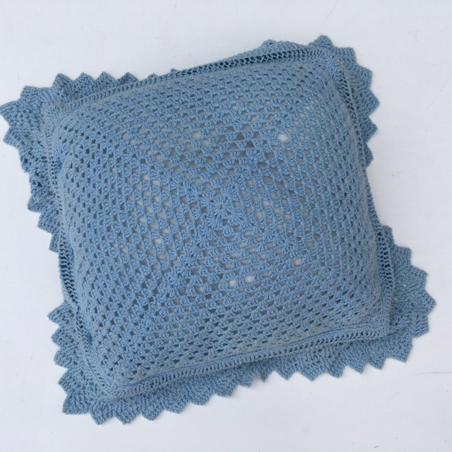CUSHION, Crochet - Blue